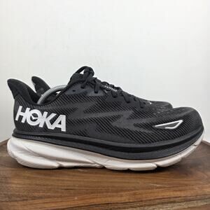 Hoka One One Clifton 9 Mens Black White Size 11.5 2E Running Shoes 1132210 BWHT